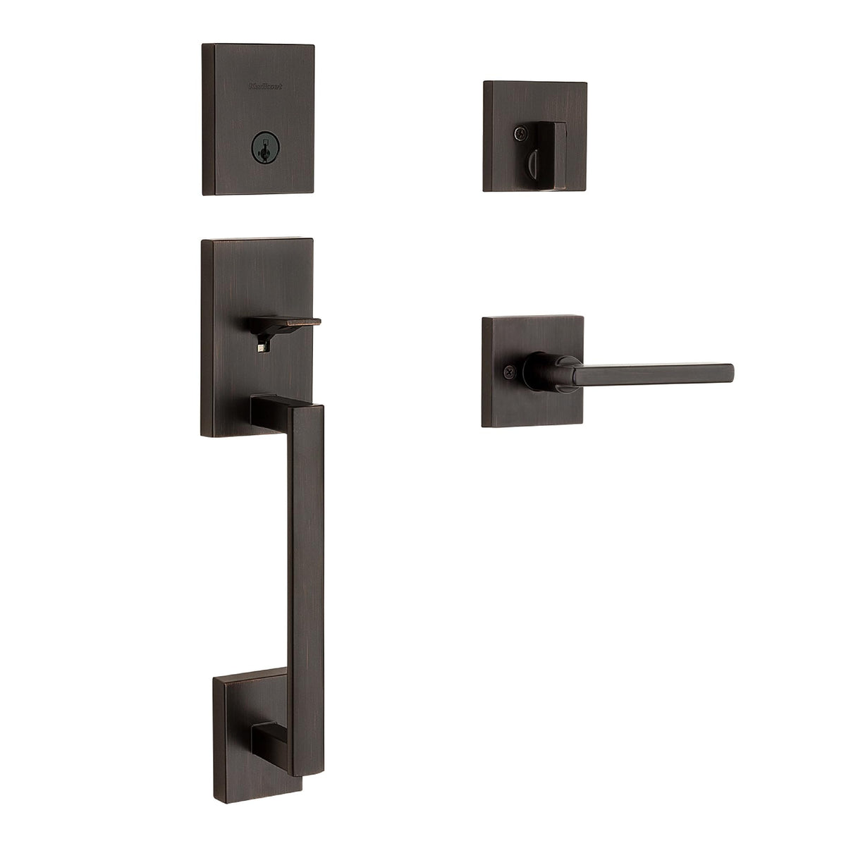 Low-Profile Door Handleset with Rekeyable Lock
