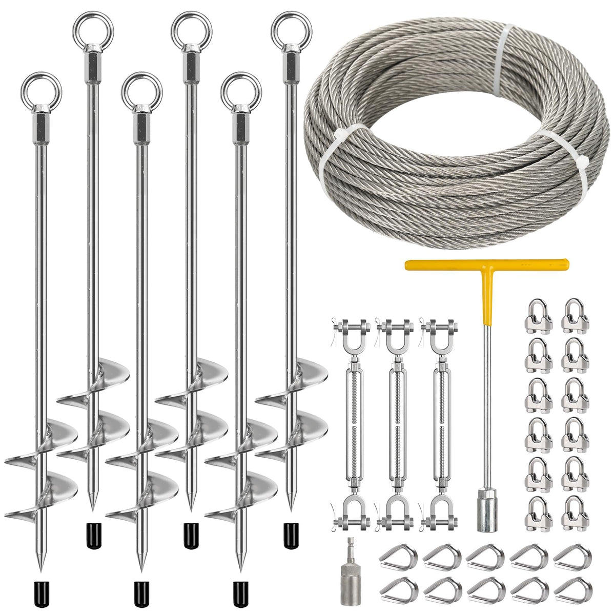 30-Inch Ground Anchor Kit with Steel Cable