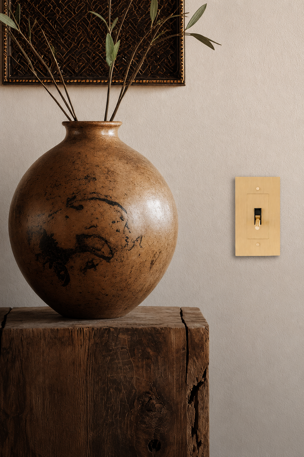 Brass Toggle Light Switch – Retro Industrial Plate