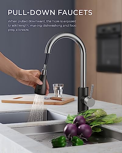 Stainless Steel Kitchen Faucet with Pull-Down Sprayer