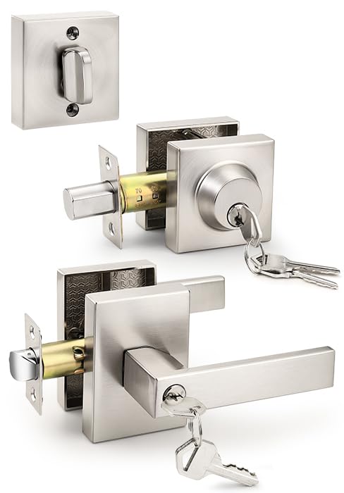 Front Door Lock Set with Heavy-Duty Square Design