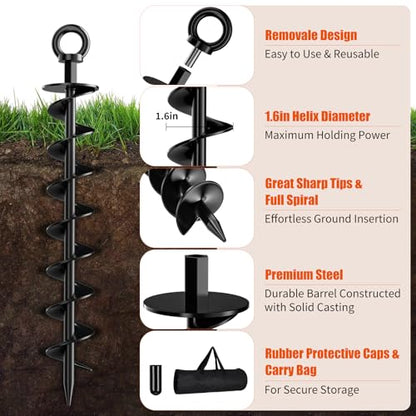 Heavy-Duty Spiral Ground Anchors for Outdoor Use