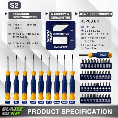 66-Piece Magnetic Screwdriver Set with S2 Steel Bits