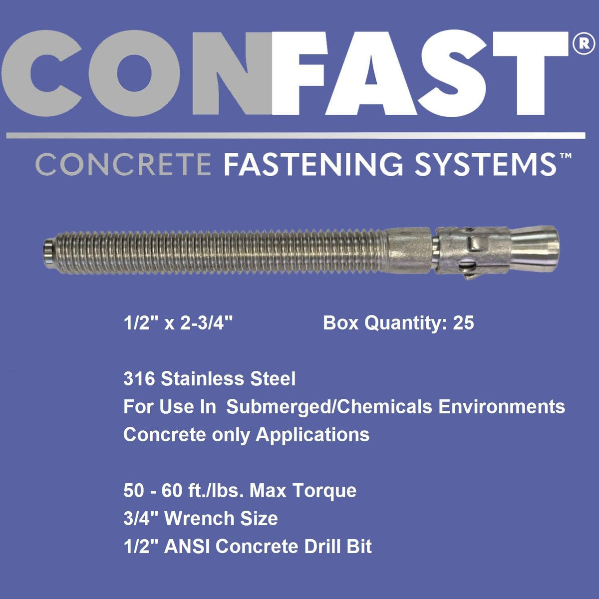 316 Stainless Steel Wedge Anchors for Concrete