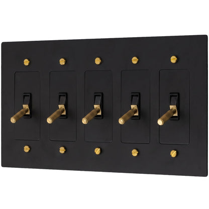 Brass Toggle Light Switch – Retro Industrial Plate