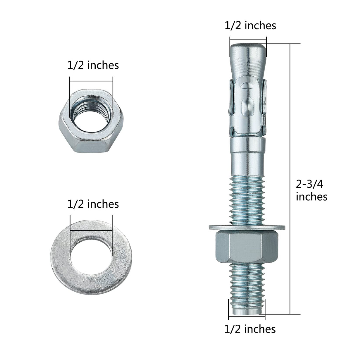 Zinc-Plated Wedge Anchors for Concrete Fastening