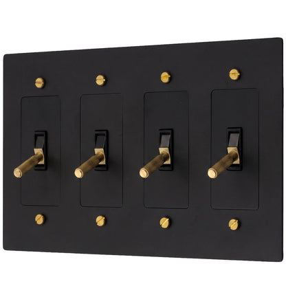 Brass Toggle Light Switch – Retro Industrial Plate