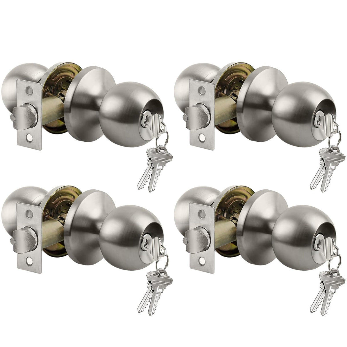 Keyed Entry Door Knob with Satin Nickel Finish