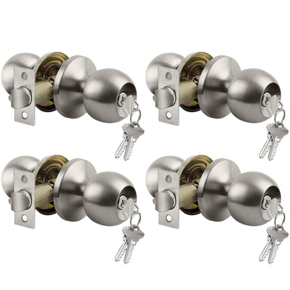 Keyed Entry Door Knob with Satin Nickel Finish