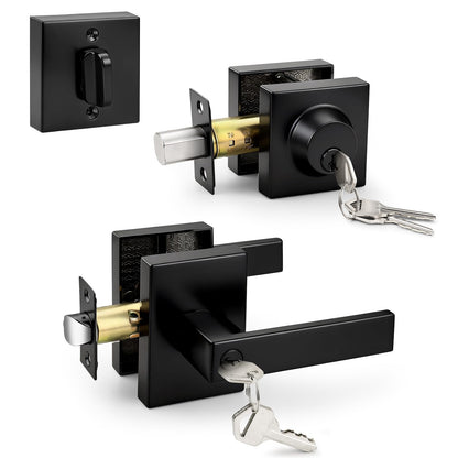 Front Door Lock Set with Heavy-Duty Square Design