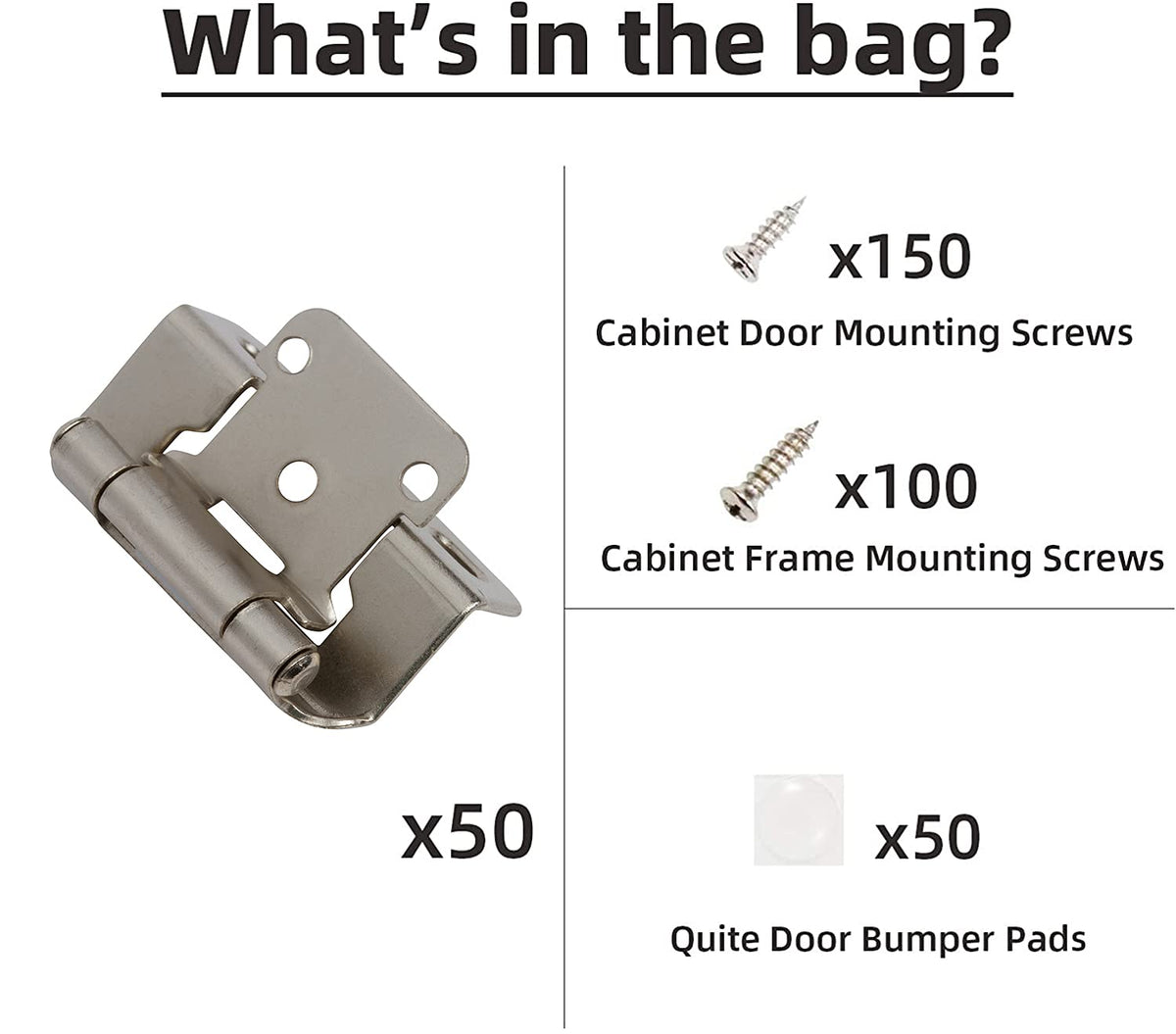 1/2-Inch Overlay Cabinet Hinges with Semi-Wrap Design
