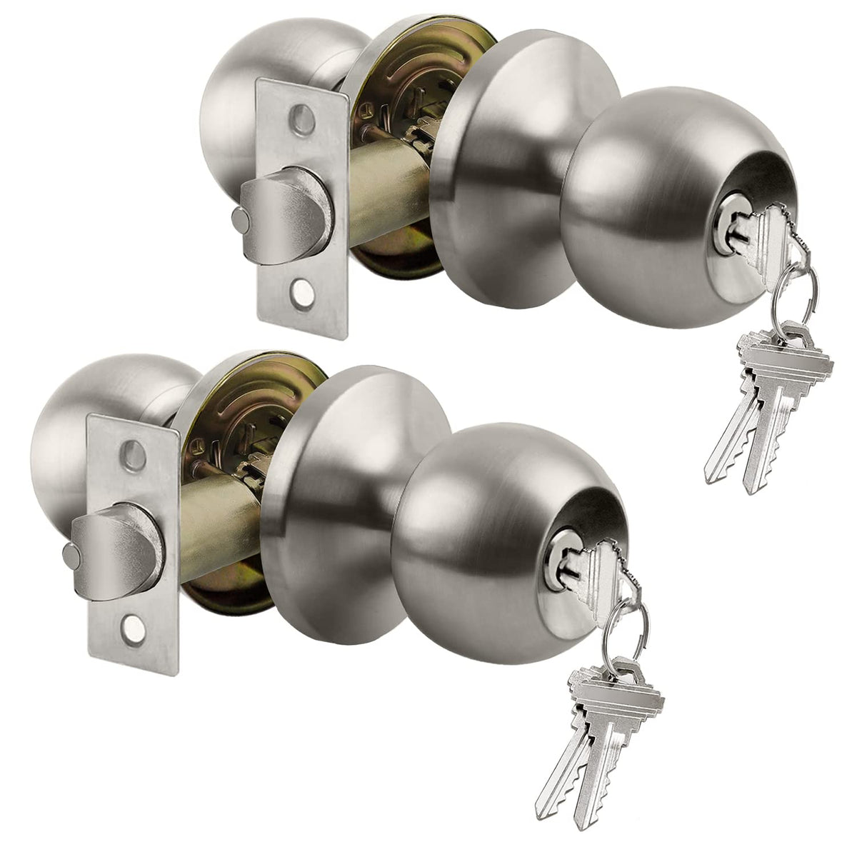 Keyed Entry Door Knob with Satin Nickel Finish