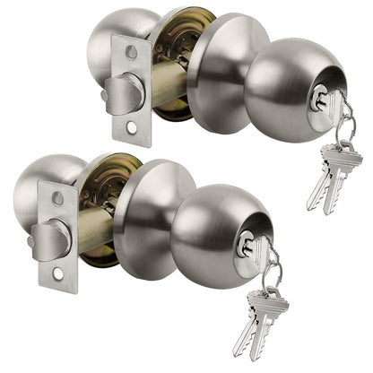 Keyed Entry Door Knob with Satin Nickel Finish