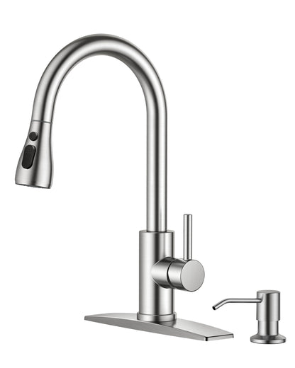 Stainless Steel Kitchen Faucet with Pull-Down Sprayer