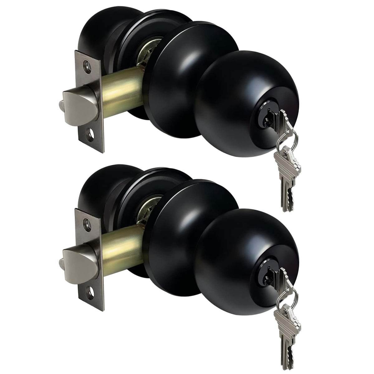 Keyed Entry Door Knob with Satin Nickel Finish