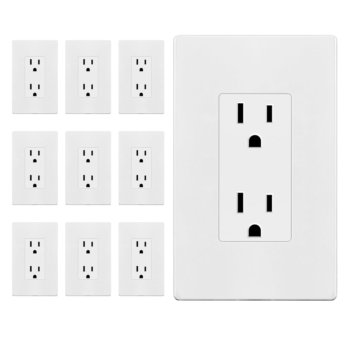 15A Decorator Outlet with Screwless Wall Plate