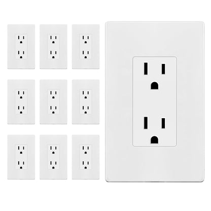 15A Decorator Outlet with Screwless Wall Plate