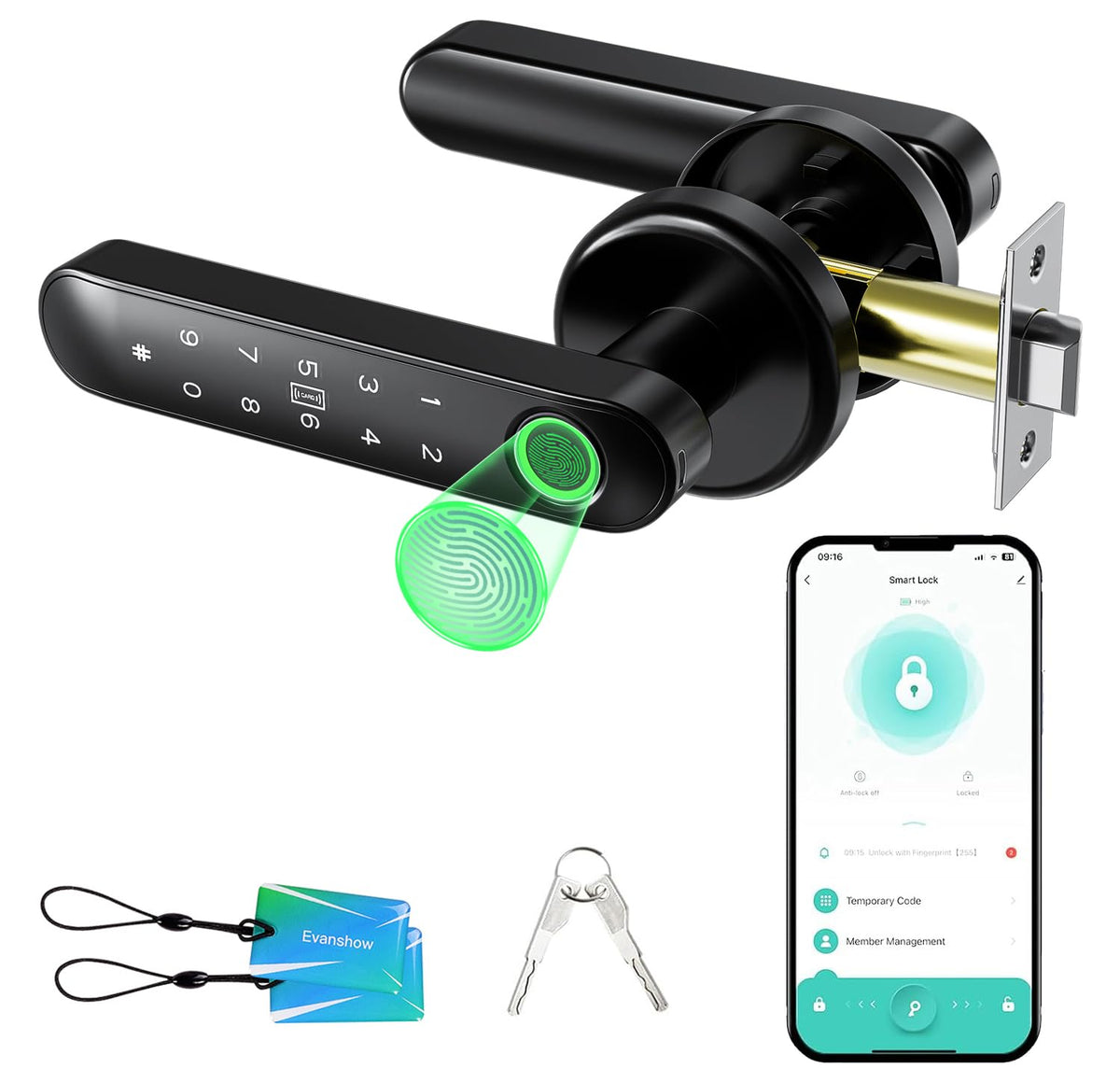 Fingerprint Door Lock with Keypad Keyless Entry