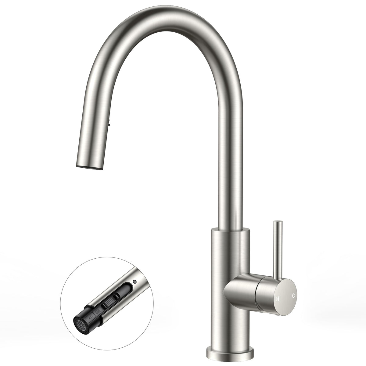 High-Arc Kitchen Faucet with Pull-Down Sprayer