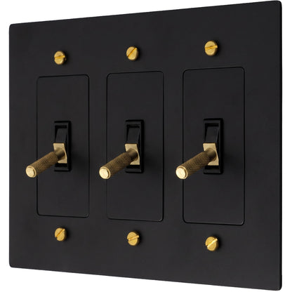 Brass Toggle Light Switch – Retro Industrial Plate