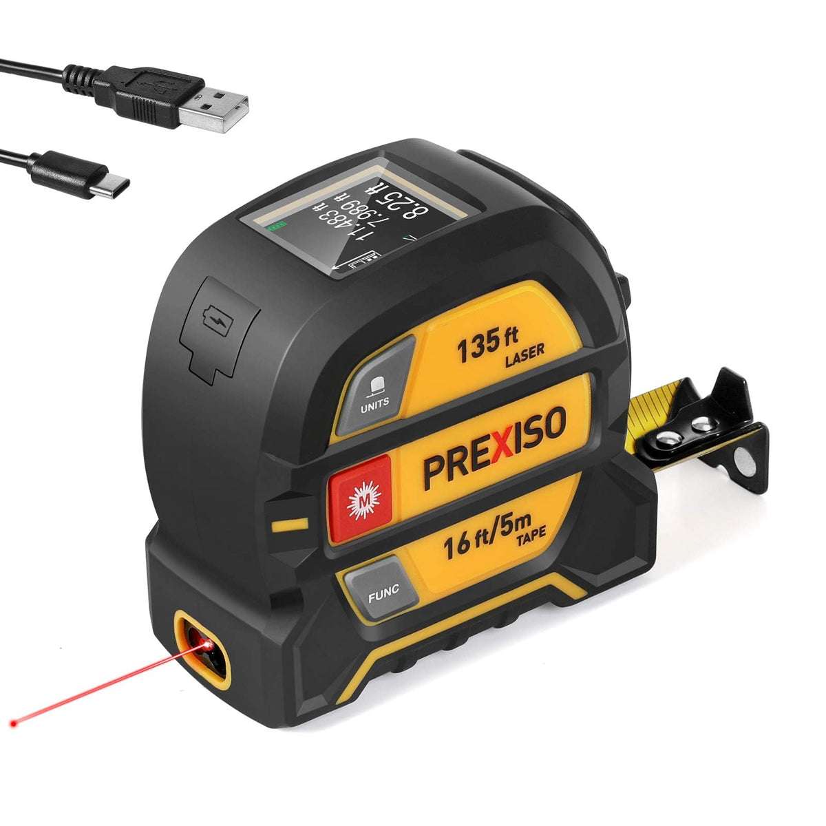 2-in-1 Laser Tape Measure with 135-Foot Range