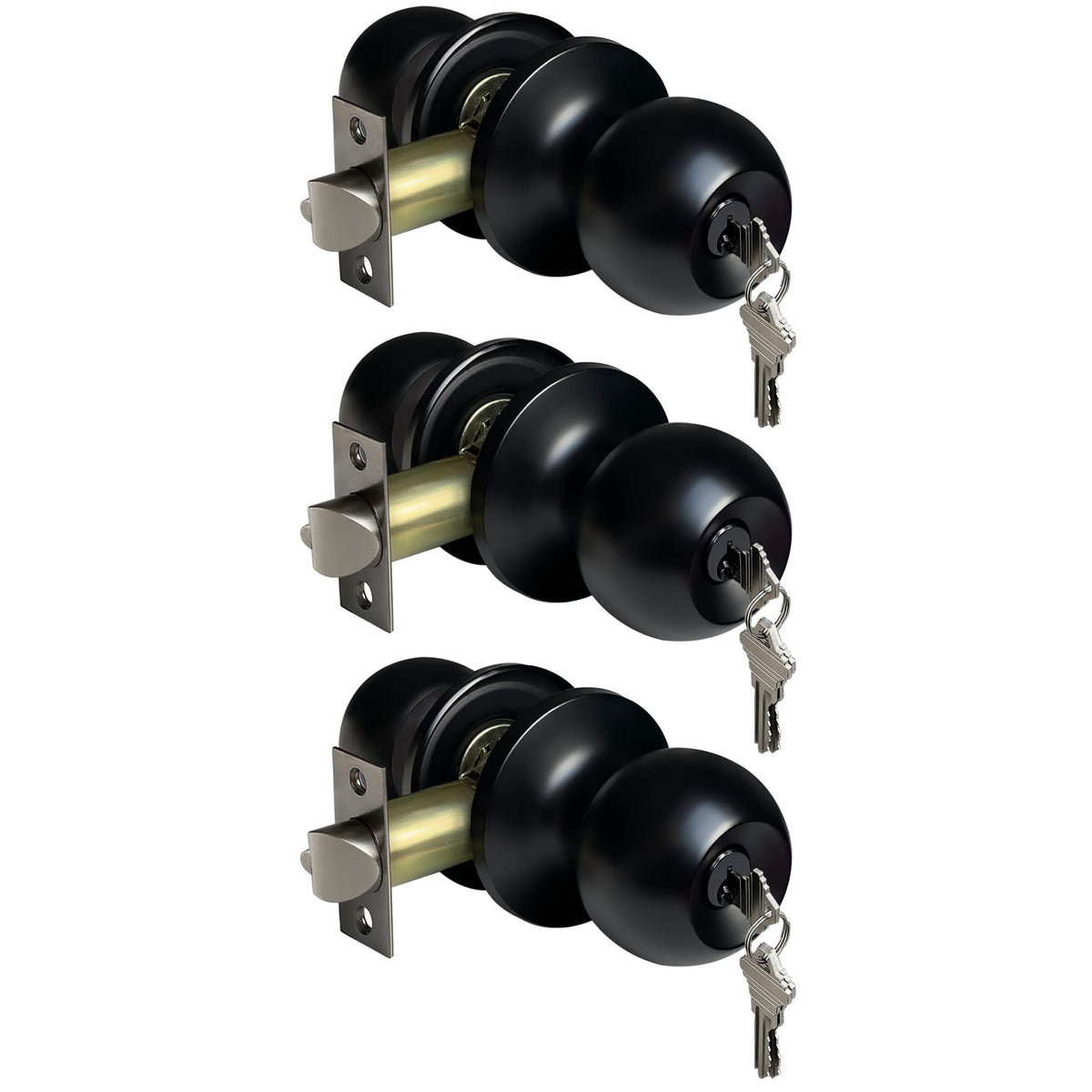 Keyed Entry Door Knob with Satin Nickel Finish