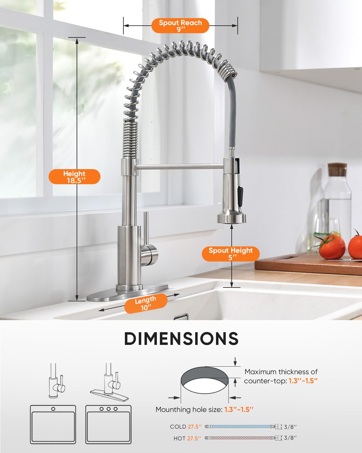 Kitchen Sink Faucet with Single-Handle Control
