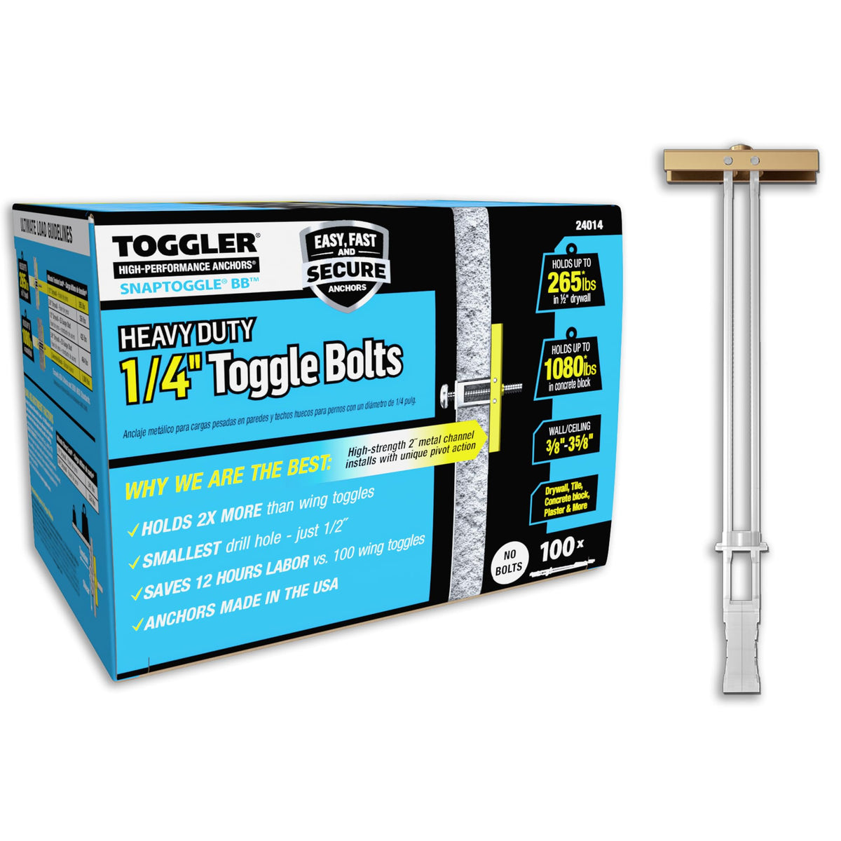 Heavy-Duty Toggle Anchors for Hollow Walls