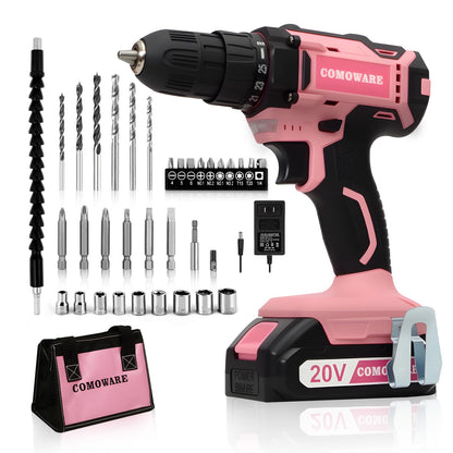 20V Cordless Drill Set with Dual Batteries and Bits