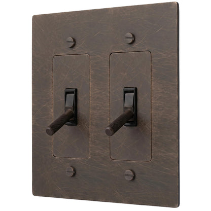 Brass Toggle Light Switch – Retro Industrial Plate