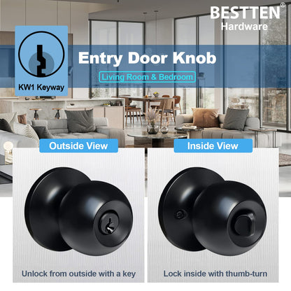 Keyed Entry Door Knob with Satin Nickel Finish