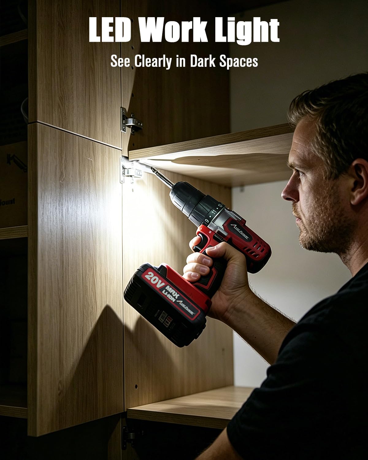 20V Cordless Drill Kit with Battery and 22-Piece Bits