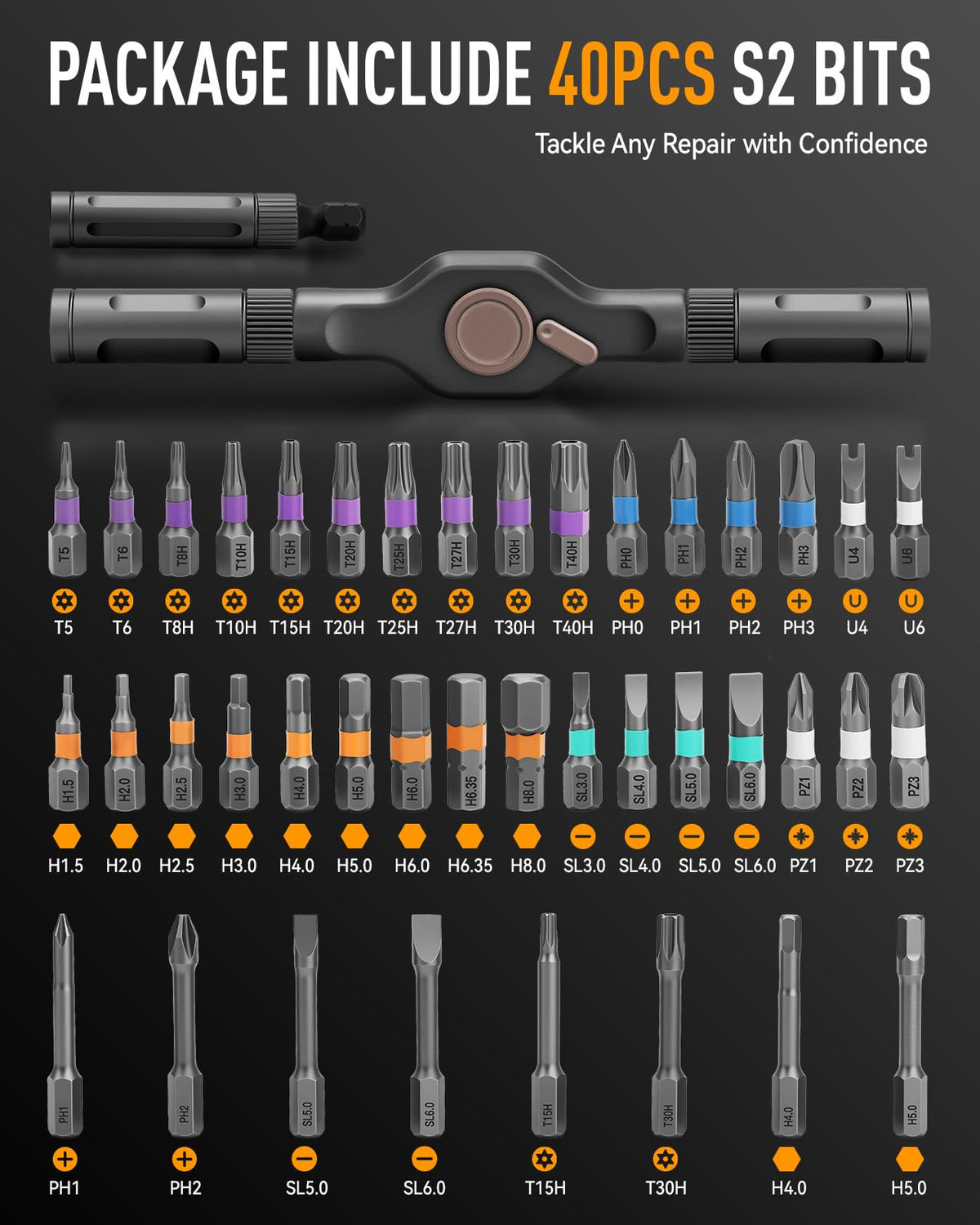 43-in-1 Ratchet Screwdriver Set with Magnetic Bits