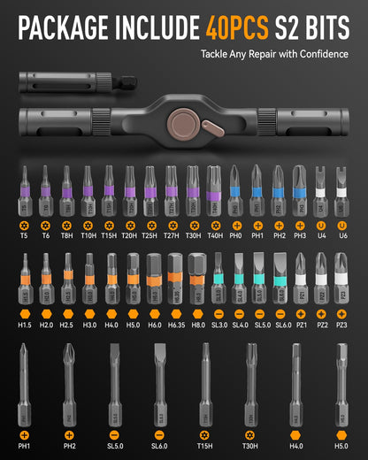 43-in-1 Ratchet Screwdriver Set with Magnetic Bits