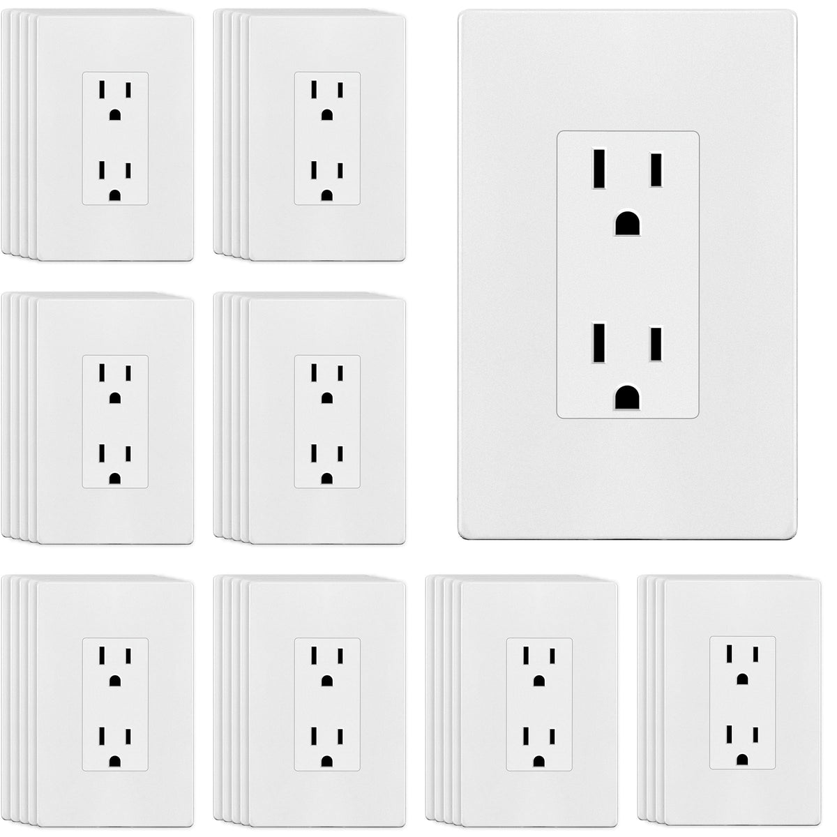 15A Decorator Outlet with Screwless Wall Plate