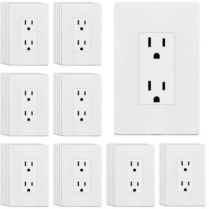 15A Decorator Outlet with Screwless Wall Plate