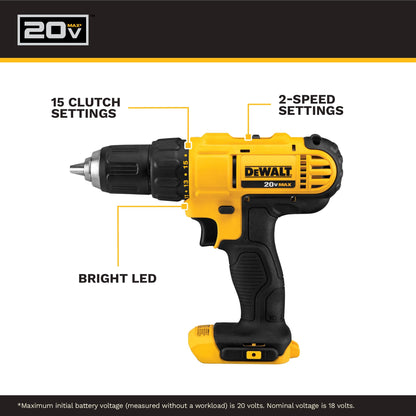 20V Cordless Drill Driver Kit with Compact Design