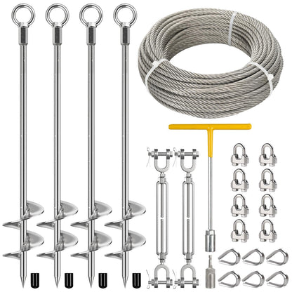 30-Inch Ground Anchor Kit with Steel Cable