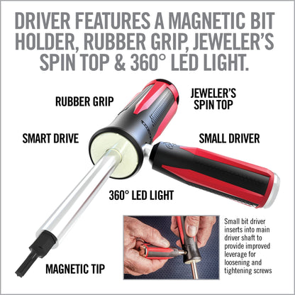 Precision Magnetic Screwdriver Set with LED Driver