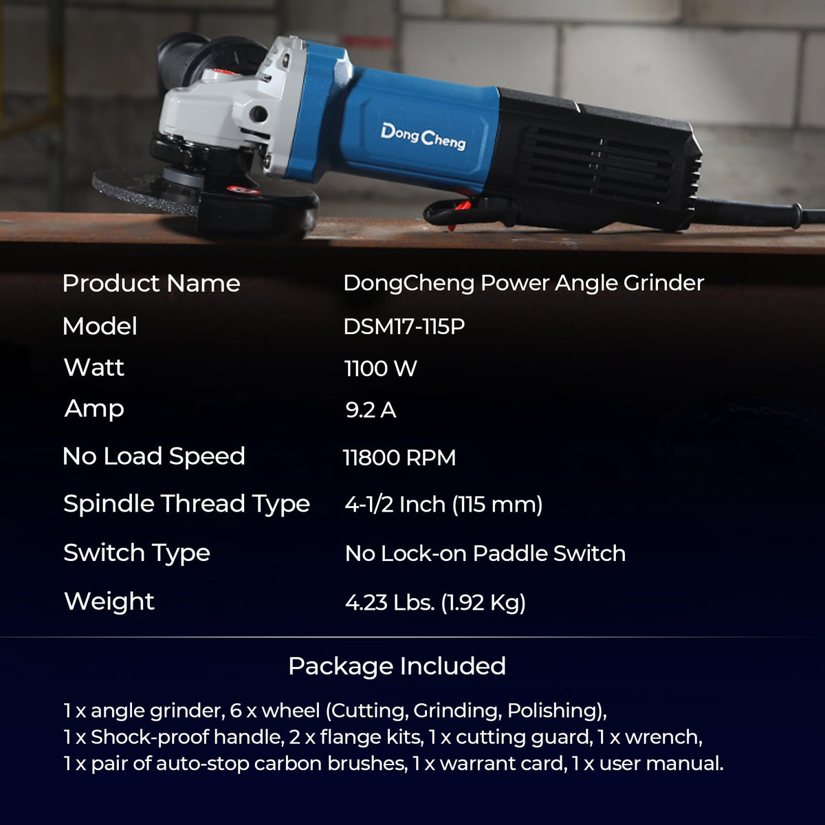 4.5-Inch Angle Grinder with 1100W Power Motor