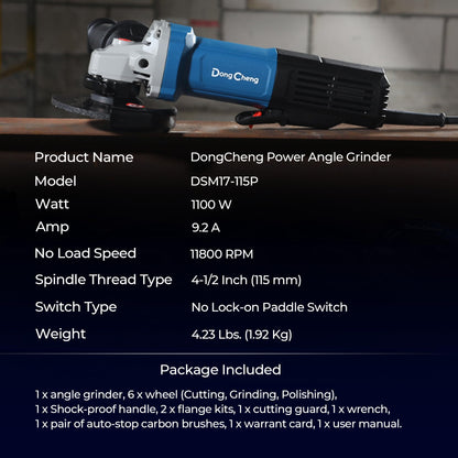 4.5-Inch Angle Grinder with 1100W Power Motor