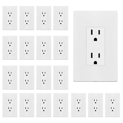 15A Decorator Outlet with Screwless Wall Plate