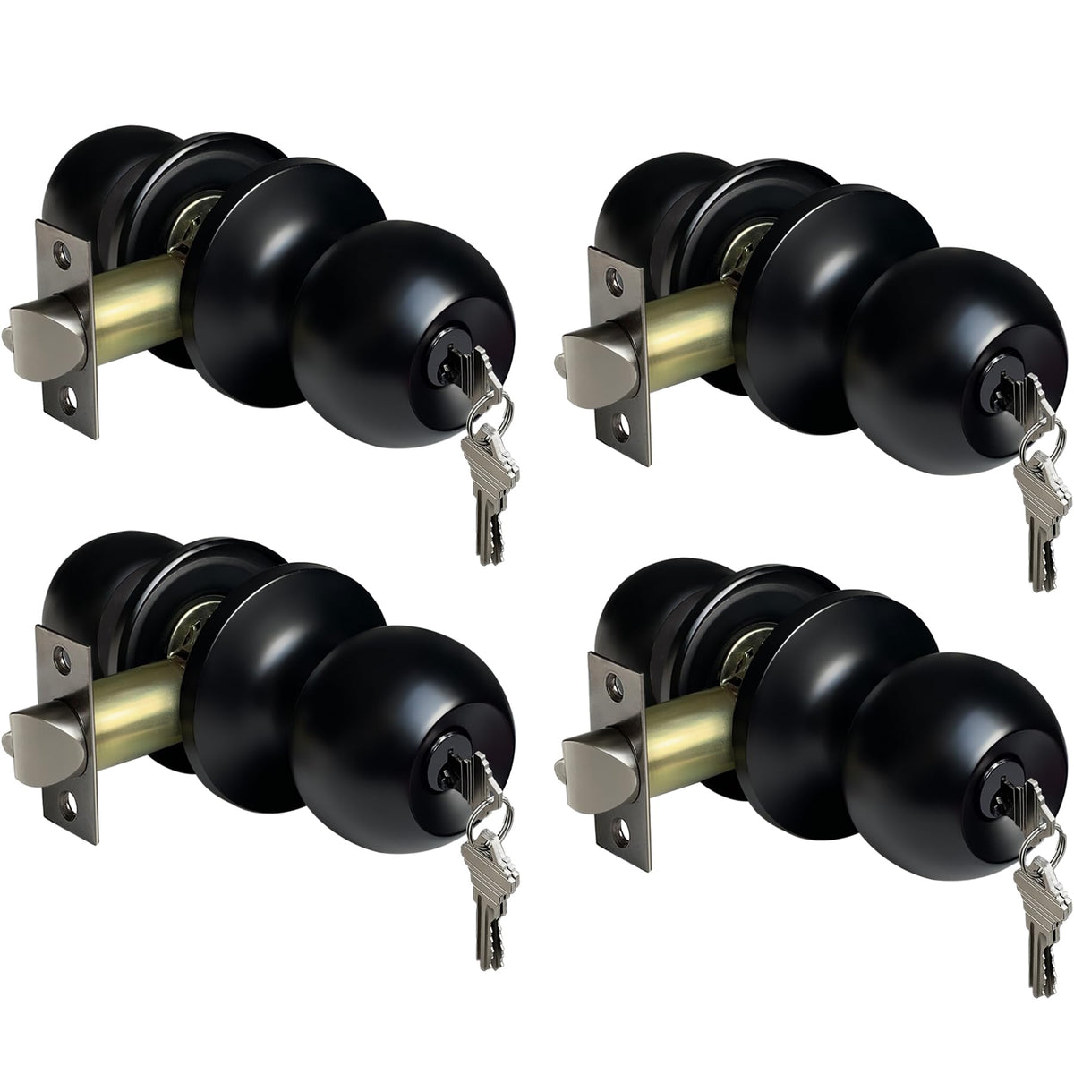 Keyed Entry Door Knob with Satin Nickel Finish