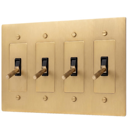Brass Toggle Light Switch – Retro Industrial Plate