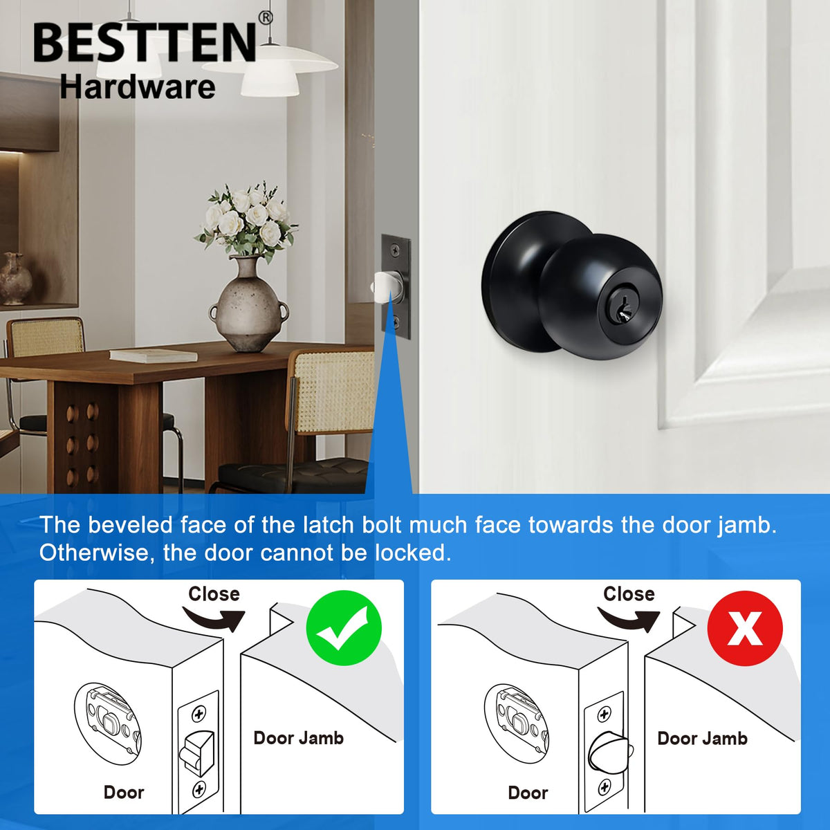 Keyed Entry Door Knob with Satin Nickel Finish
