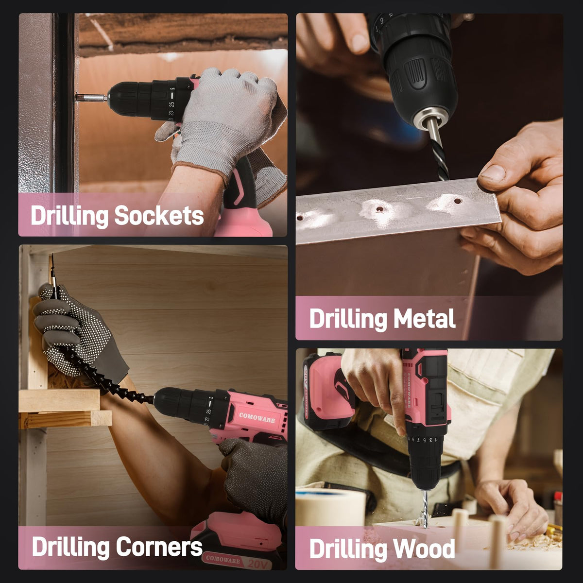 20V Cordless Drill Set with Dual Batteries and Bits