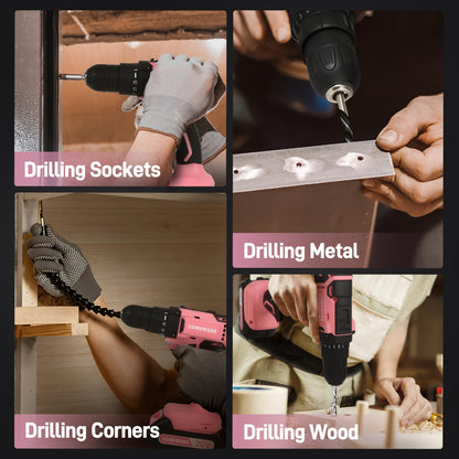 20V Cordless Drill Set with Dual Batteries and Bits