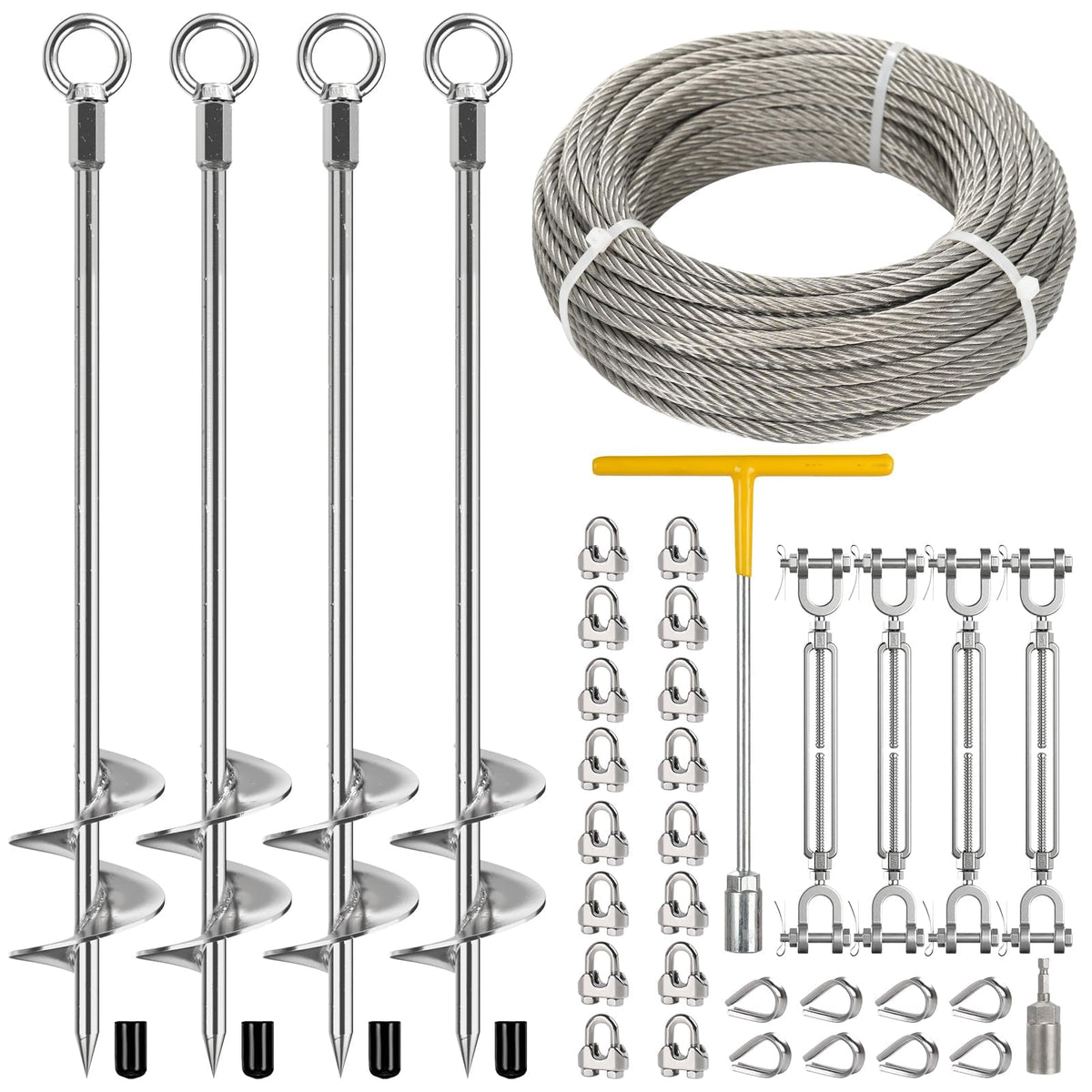 30-Inch Ground Anchor Kit with Steel Cable