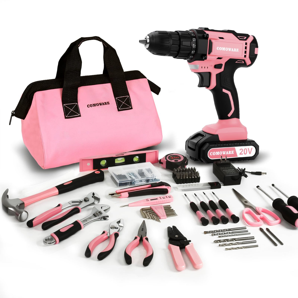 20V Cordless Drill Set with Dual Batteries and Bits
