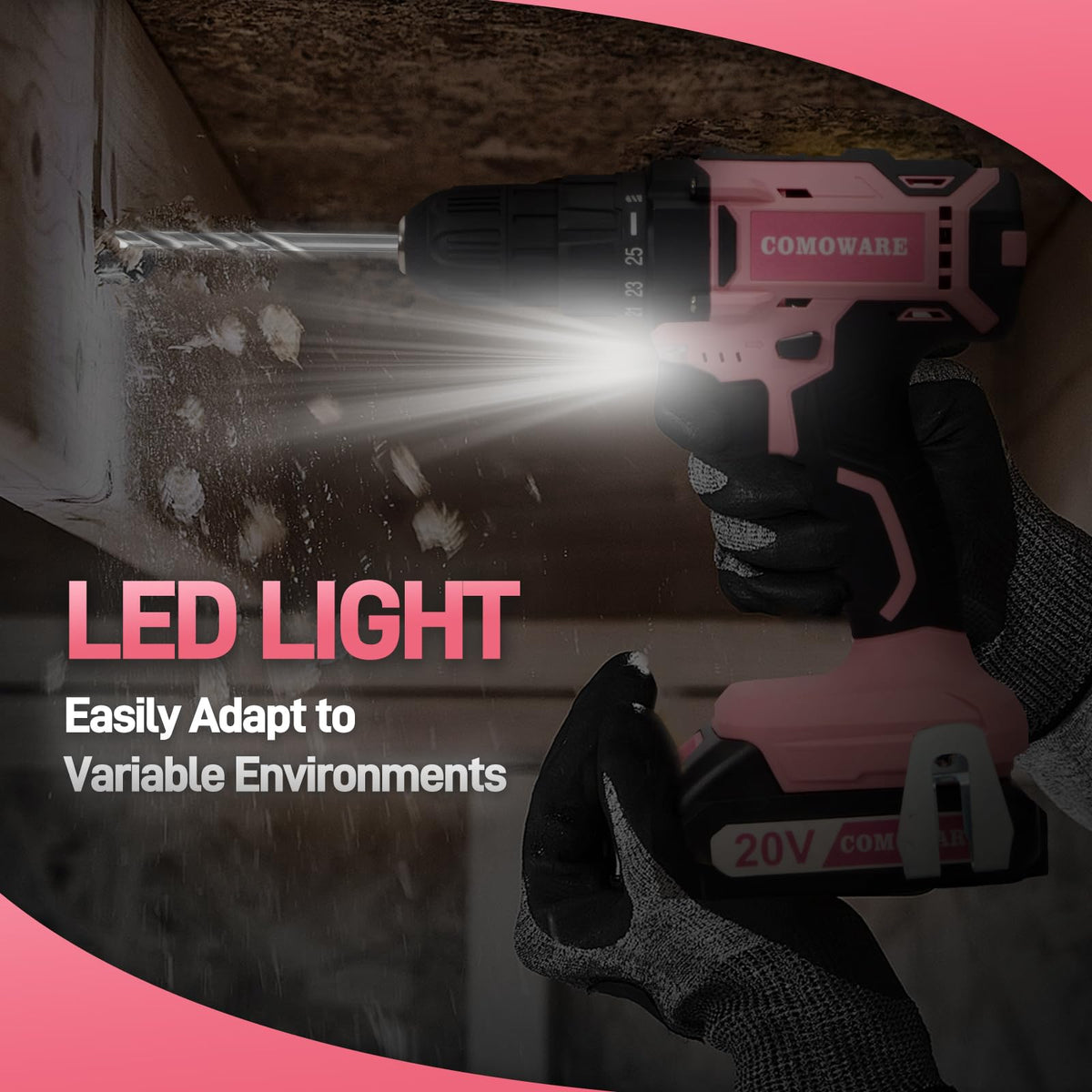 20V Cordless Drill Set with Dual Batteries and Bits